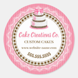 Pegatina Redonda Personalizado Elegante Empaquetado de Pasteles Clá