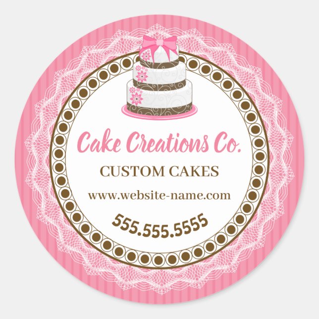 Pegatina Redonda Personalizado Elegante Empaquetado de Pasteles Clá (Anverso)