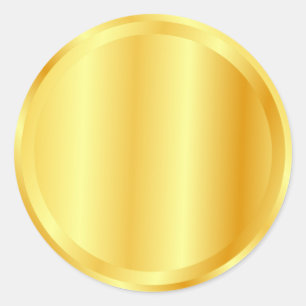 Pegatina Redonda Personalizado en blanco Faux Gold Plantilla en bla