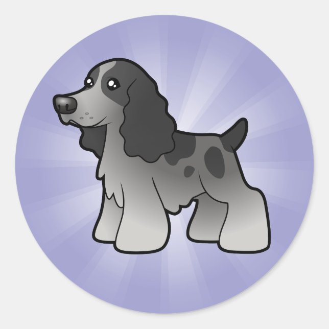 Pegatina Redonda Personalizado English Cocker Spaniel (Anverso)