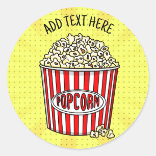 Pegatina Redonda Personalizado estos palomitas de arte pop retro