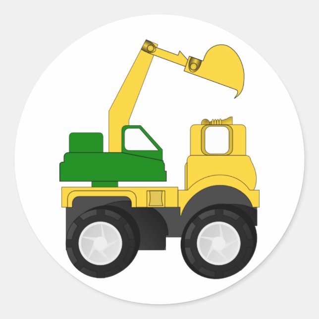 Pegatina Redonda Personalizado Excavator (Anverso)