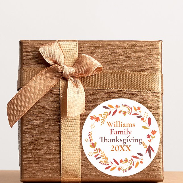 Pegatina Redonda Personalizado Familia Acción de Gracias Otoño Wrea (Subido por el creador)