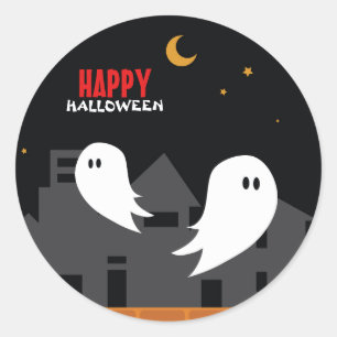 Pegatina Redonda Personalizado fantasmal de Halloween
