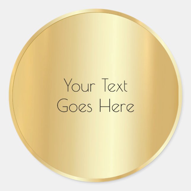 Pegatina Redonda Personalizado Faux Gold Modern Template Añadir su  (Anverso)