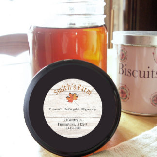 Pegatina Redonda Personalizado Faux Leaf Cutout Maple Syrup Pegatin