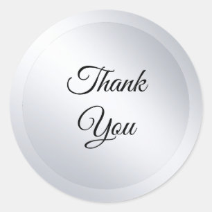 Pegatina Redonda Personalizado Faux Silver Modern Template Agregar