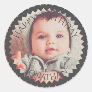 Pegatina Redonda Personalizado Feliz cumpleaños, agrega tu nombre d