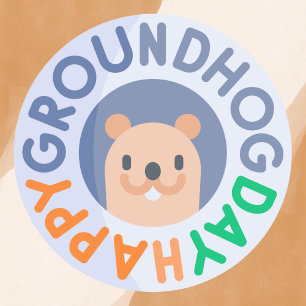 Pegatina Redonda Personalizado Feliz Día de la Marmota