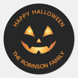Pegatina Redonda Personalizado Feliz Halloween Jack O Lantern