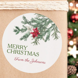 Pegatina Redonda Personalizado Feliz Navidad Añadir nombre Árbol ac