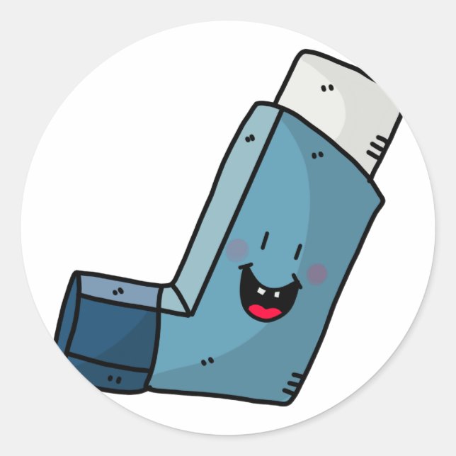 Pegatina Redonda Personalizado feliz para inhaladores de asma (Anverso)