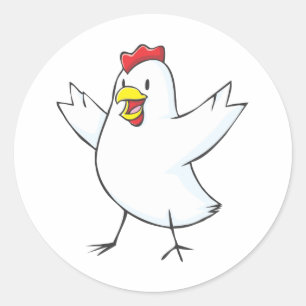 Pegatina Redonda Personalizado Feliz Pollo Hen