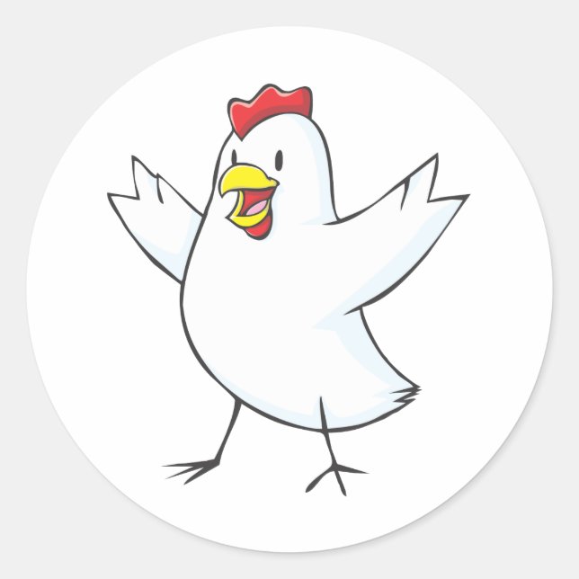 Pegatina Redonda Personalizado Feliz Pollo Hen (Anverso)