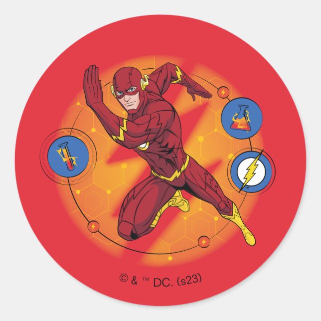 Pegatina Redonda Personalizado Flash Laboratory Running Graphic (Anverso)