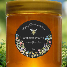 Pegatina Redonda Personalizado Floral Honey Bee