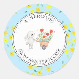 Pegatina Redonda Personalizado floral lindo conejo conejo  Baby Sho
