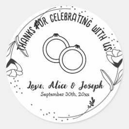 Pegatina Redonda Personalizado floral negro gracias a favor de la b