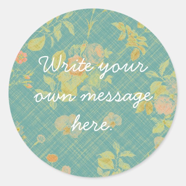 Pegatina Redonda Personalizado floral Verde azulado de primavera al (Anverso)