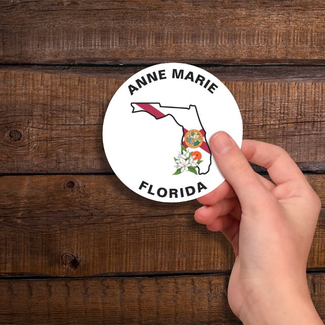 Pegatina Redonda Personalizado Florida Bandera Estado Flor Naranja  (Subido por el creador)