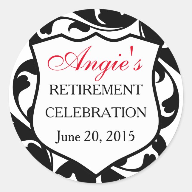 Pegatina Redonda Personalizado Flourish Swirls Insignia Policial (Anverso)