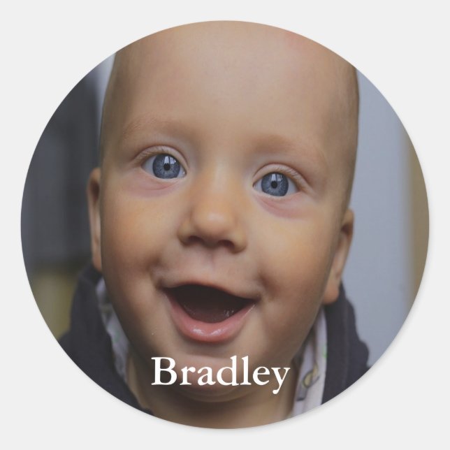 Pegatina Redonda Personalizado foto de bebé personalizada (Anverso)