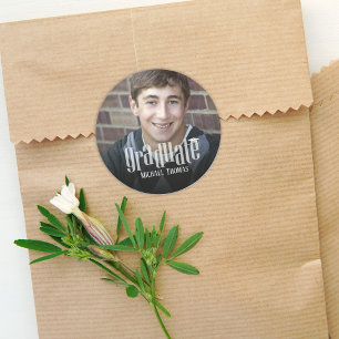 Pegatina Redonda Personalizado fotográfico de fiesta de graduación 