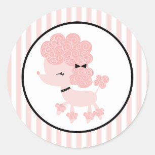 Pegatina Redonda Personalizado Francés Poodle