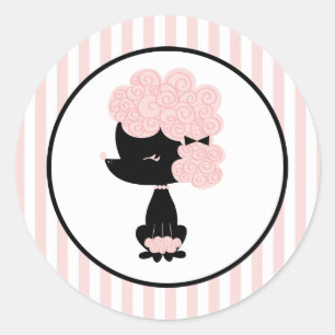 Pegatina Redonda Personalizado Francés Poodle
