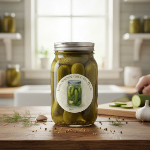 Pegatina Redonda Personalizado Garlic Dill Pickles casero