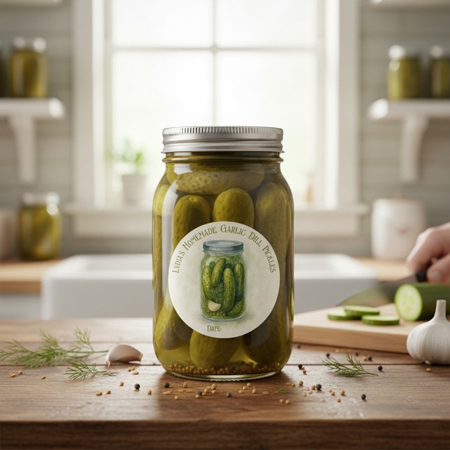 Pegatina Redonda Personalizado Garlic Dill Pickles casero (Subido por el creador)