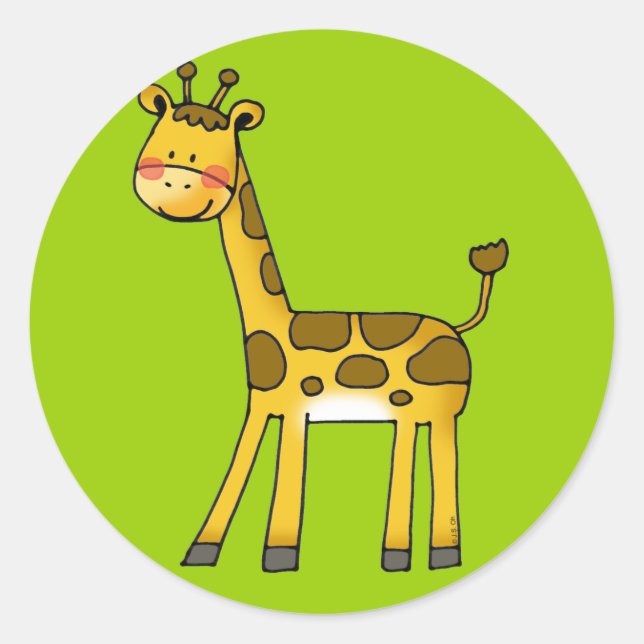 Pegatina Redonda personalizado giraffe (Anverso)