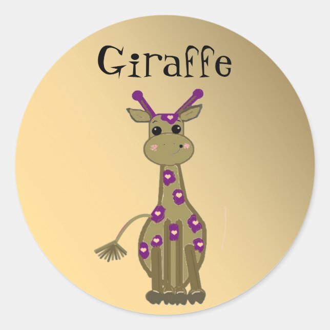 Pegatina Redonda Personalizado Giraffe (Anverso)