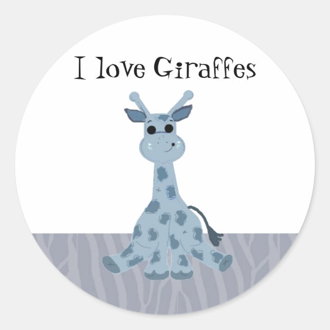 Pegatina Redonda Personalizado Giraffe con voz (Anverso)