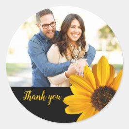 Pegatina Redonda Personalizado girasol gracias con foto de pareja