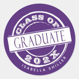 Pegatina Redonda Personalizado Girly Purple Graduate