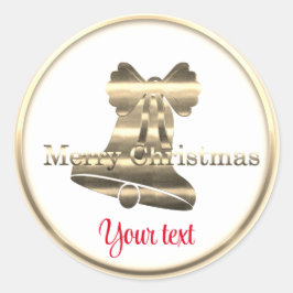 Pegatina Redonda Personalizado Gold Merry Christmas Classic Round P