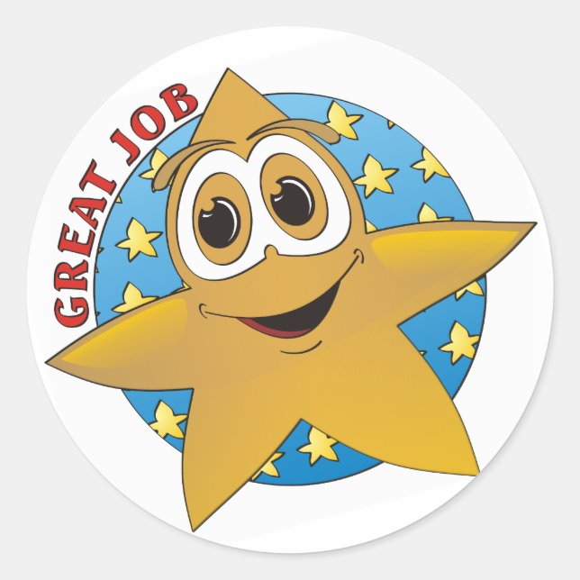 Pegatina Redonda Personalizado Gold Star (Anverso)