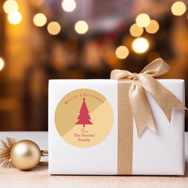 Pegatina Redonda Personalizado Gold y Navidades rojos (Subido por el creador)