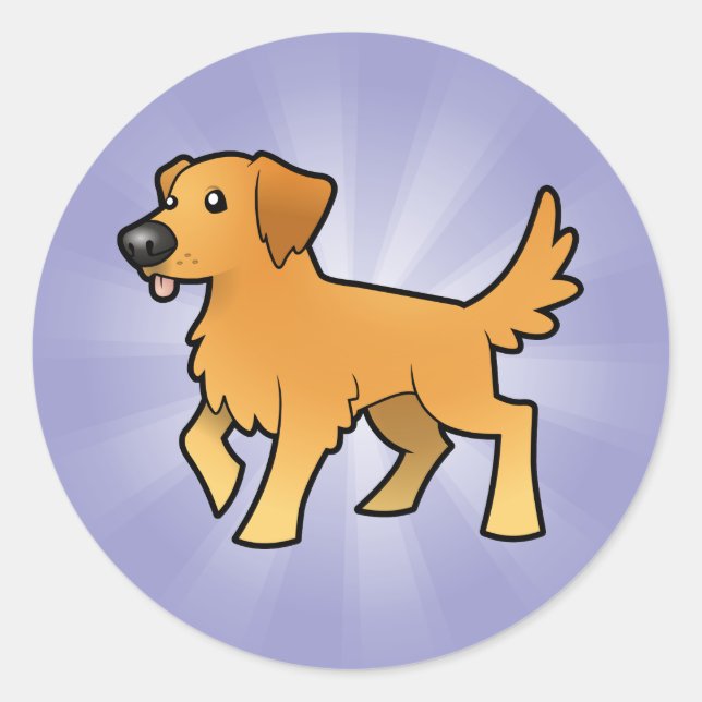Pegatina Redonda Personalizado Golden Retriever (Anverso)