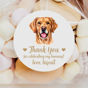 Pegatina Redonda Personalizado Golden Retriever Dog Wedding Favor P
