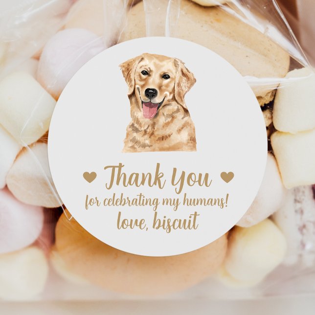 Pegatina Redonda Personalizado Golden Retriever Dog Wedding Favor P (Subido por el creador)