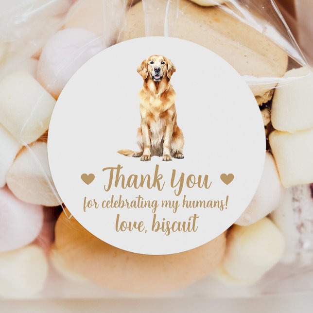Pegatina Redonda Personalizado Golden Retriever Dog Wedding Favor P (Subido por el creador)