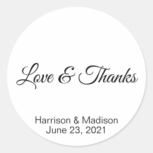 Pegatina Redonda Personalizado Gracias Boda regalo pegatinas de eti (Anverso)