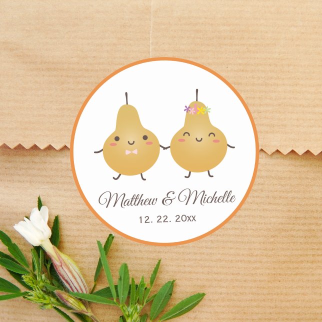 Pegatina Redonda Personalizado gracioso Perfect Pear Couple Wedple  (Subido por el creador)