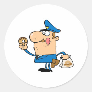 Pegatina Redonda personalizado gracioso poli comiendo donuts