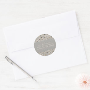 Pegatina Redonda Personalizado Gray Elegant Navidades Dirección de