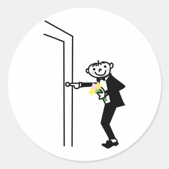 Pegatina Redonda Personalizado Groom Rings Doorbell (Anverso)