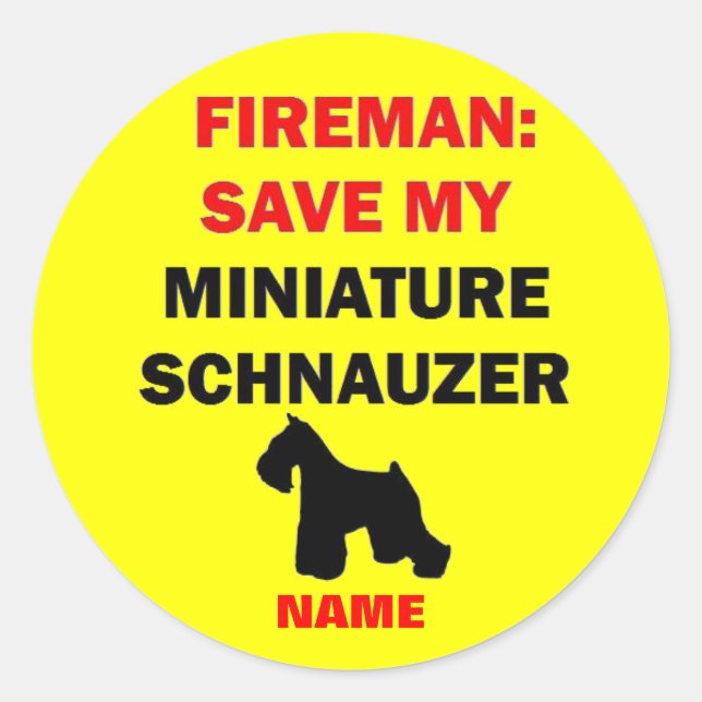 Pegatina Redonda Personalizado Guardar mi Schnauzer en miniatura (Anverso)