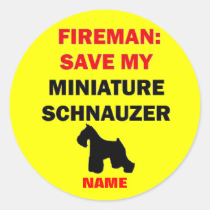 Pegatina Redonda Personalizado Guardar mi Schnauzer en miniatura